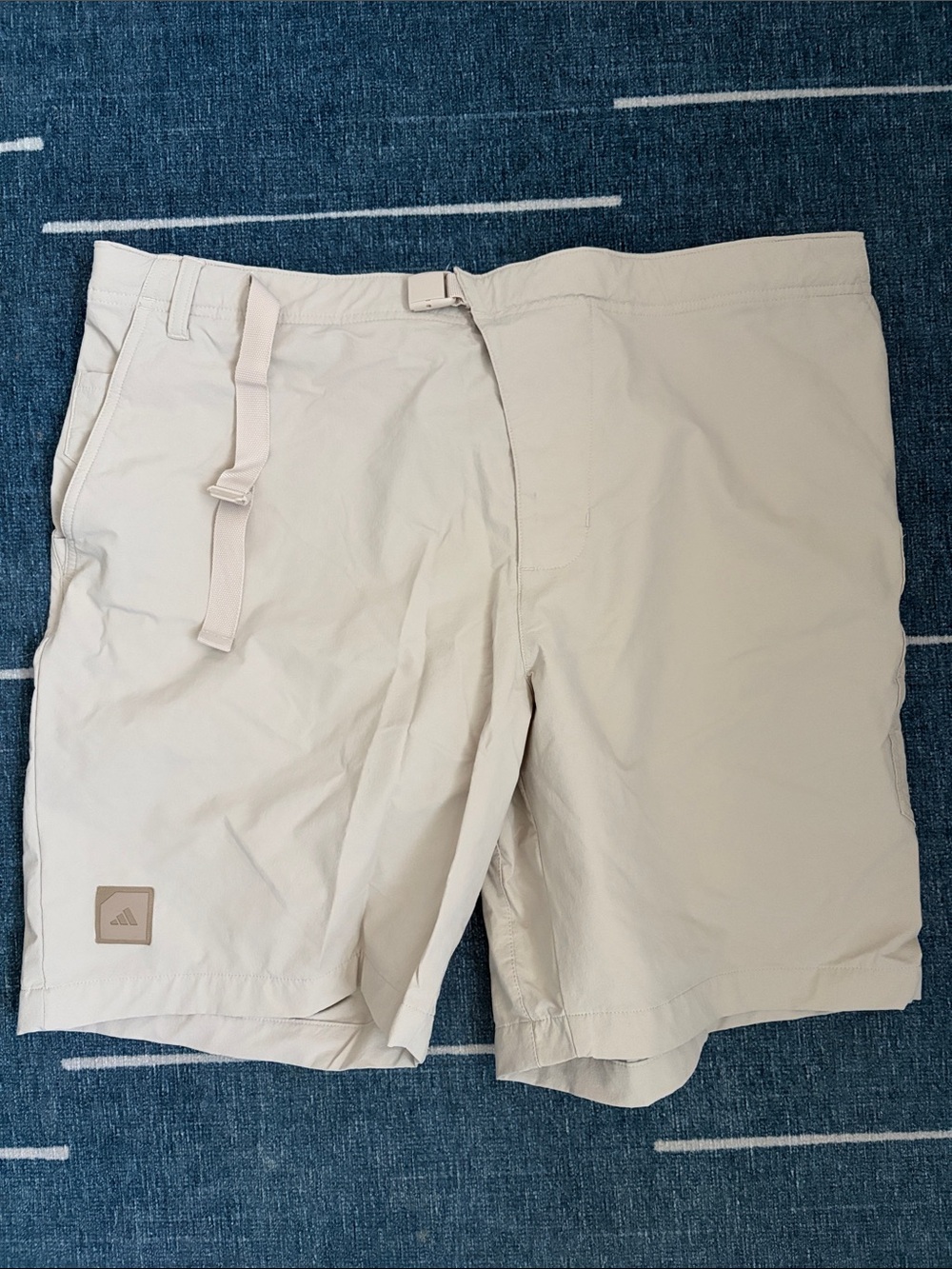 adidas Men’s Light Cream Athletic Shorts with Integrated Belt